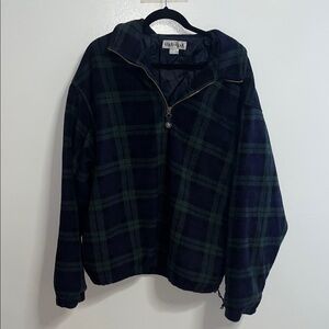 Grand Slam Men's Zip-Up Sweater in Dark Blue and Green Check